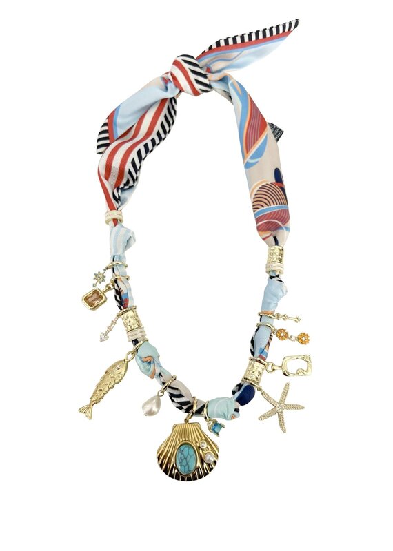Destin Multi Charm Scarf Necklace