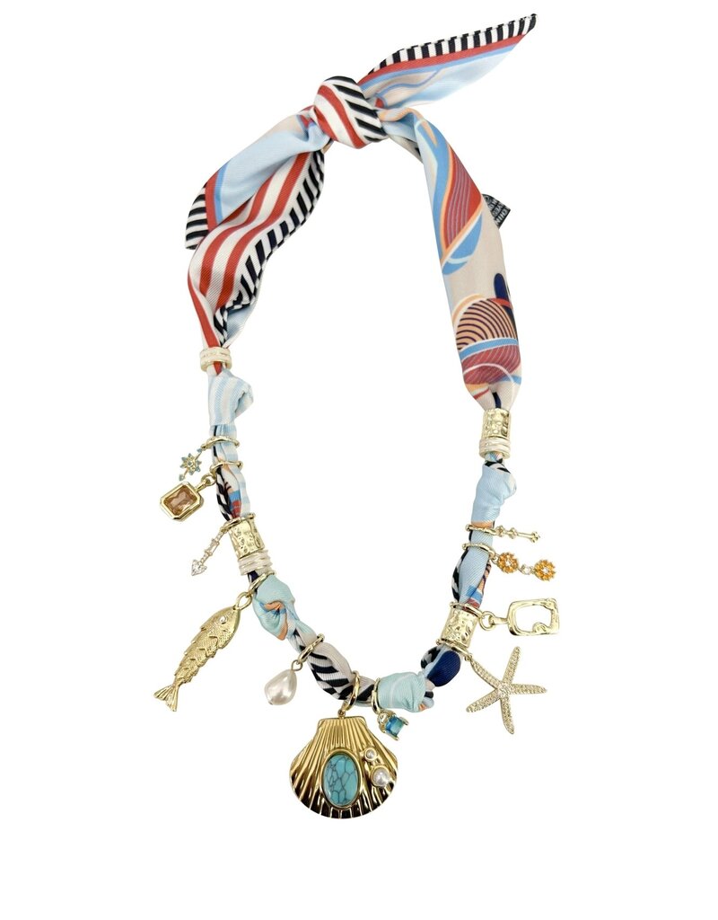 Destin Multi Charm Scarf Necklace