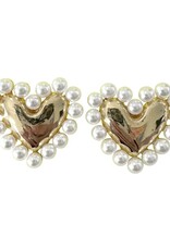 Hathaway Heart Stud with Pearl Detail Earrings G