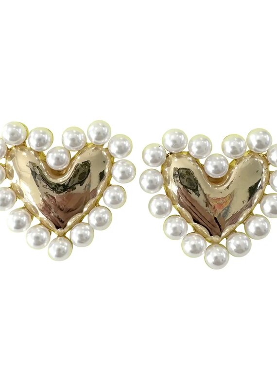 Hathaway Heart Stud with Pearl Detail Earrings G