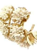 Maxine Floral Hoop Earrings Cream