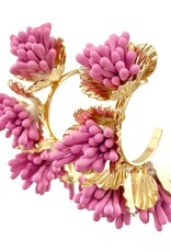 Maxine Floral Hoop Earrings Hot Pink