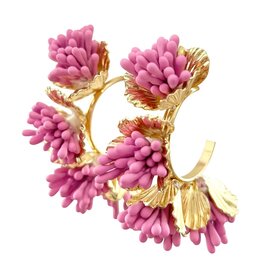 Maxine Floral Hoop Earrings Hot Pink
