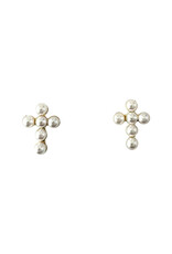 Mini Pearl Cross Stud Earrings