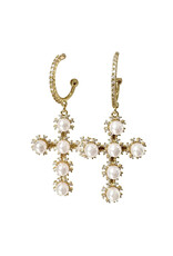 Pearl Cross Hoop Earrings