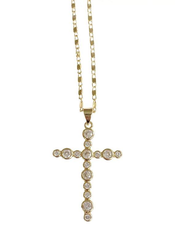 Bezel Gold Cross Necklace G
