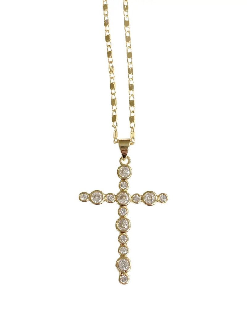 Bezel Gold Cross Necklace G