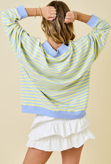 Striped Mock Neck Terry Sweatshirt