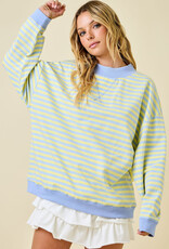 Striped Mock Neck Terry Sweatshirt