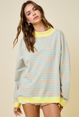 Striped Mock Neck Terry Sweatshirt