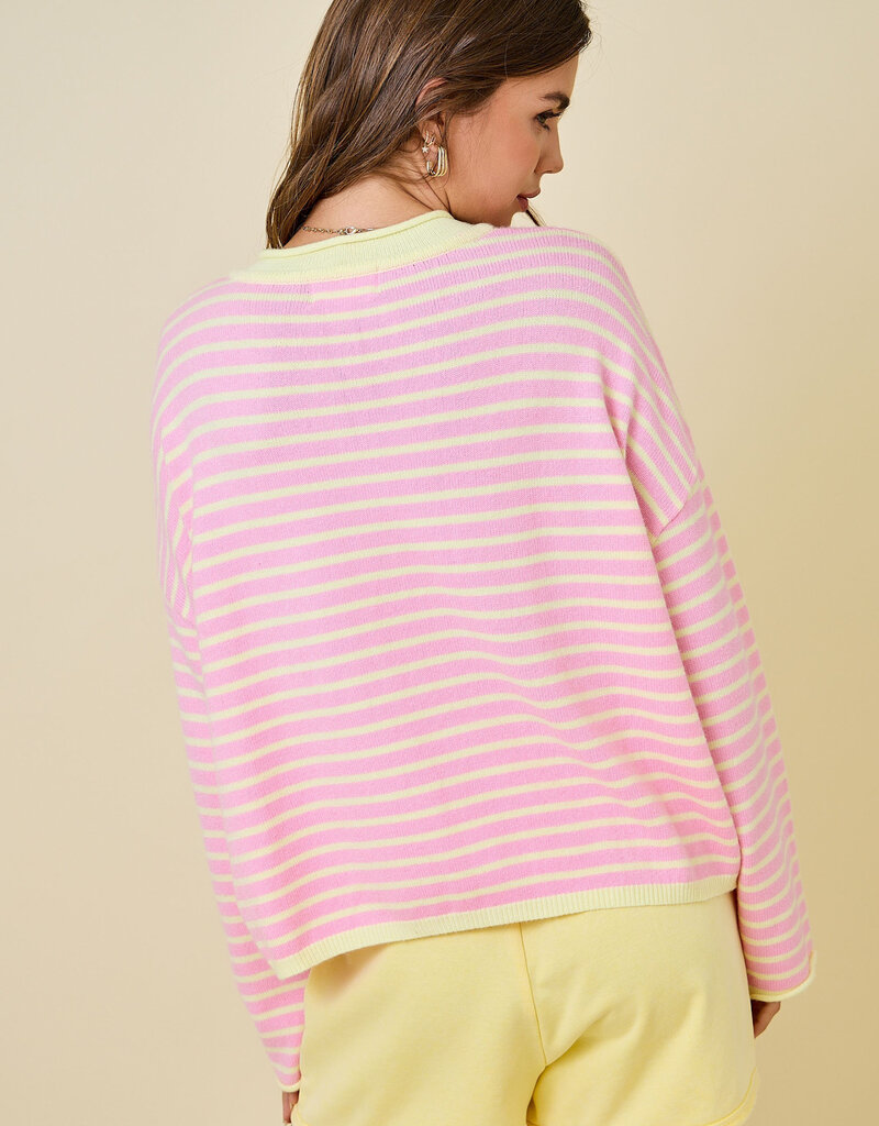 Striped Henley Knit Top