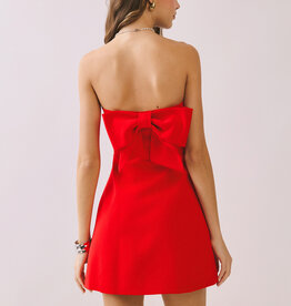Strapless Tailored Back Bow Mini Dress