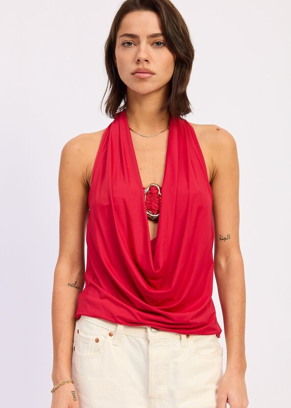 Halter Drape Cowl Neck Bandeau Top