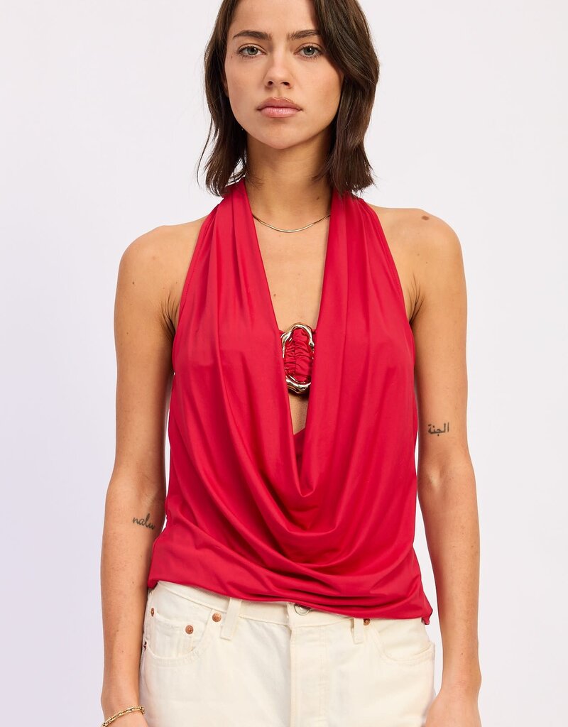 Halter Drape Cowl Neck Bandeau Top