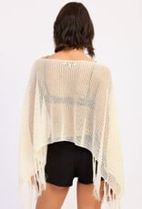 Fringe Hem Poncho Top