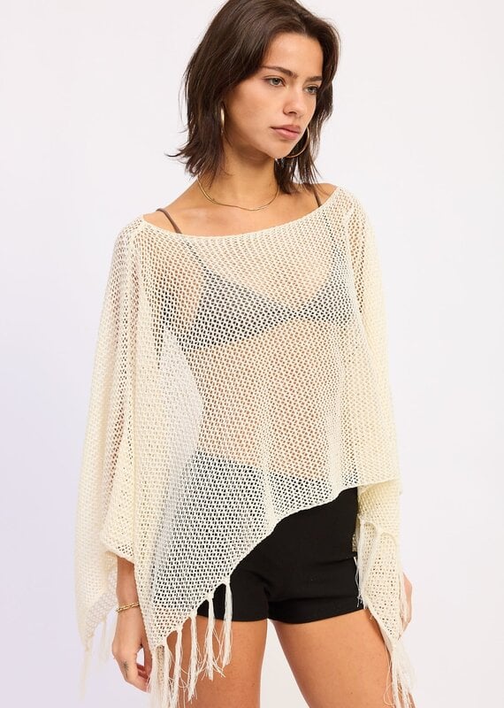 Fringe Hem Poncho Top