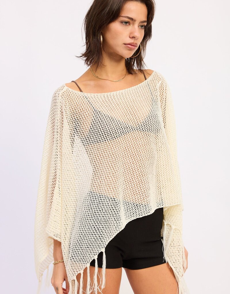 Fringe Hem Poncho Top