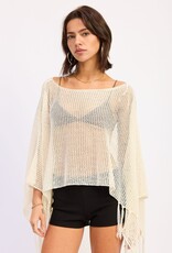 Fringe Hem Poncho Top