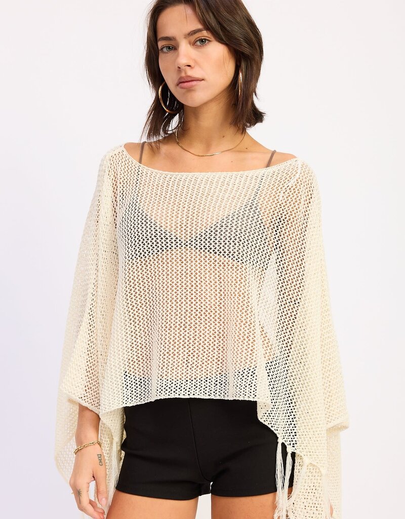 Fringe Hem Poncho Top