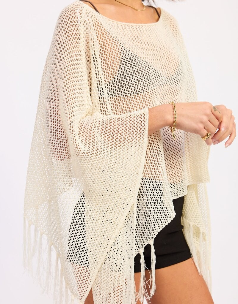 Fringe Hem Poncho Top