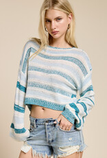 Contrast Stripe Lightweight Knit Sweater