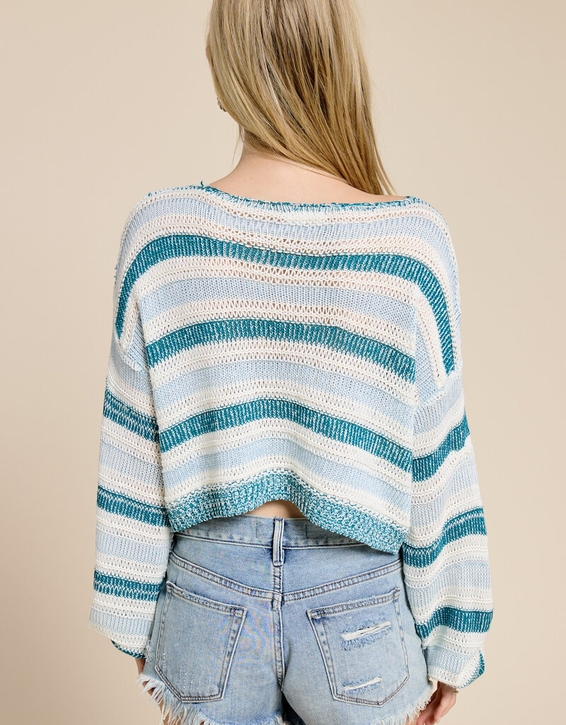 Contrast Stripe Lightweight Knit Sweater