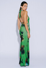 Floral Plunging Halter Maxi Dress