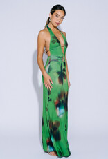 Floral Plunging Halter Maxi Dress