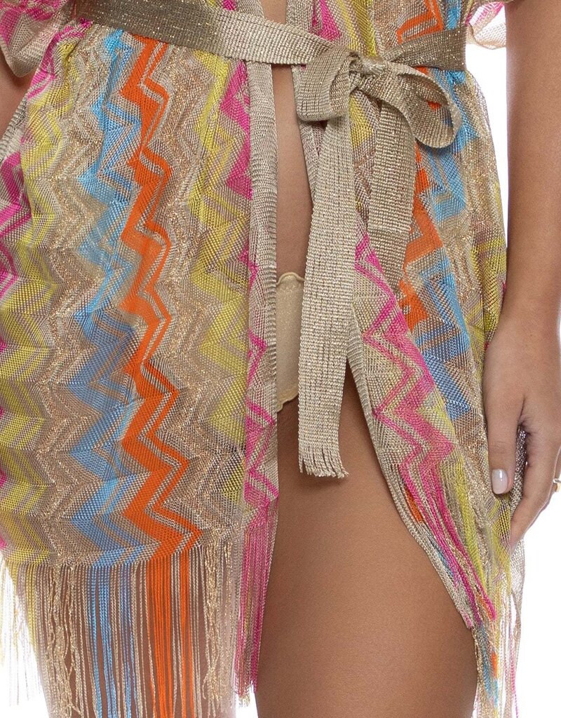 Luli Fama Open Front Tie Short Poncho Coverup