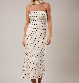 Polka Dot Mid Rise Maxi Skirt