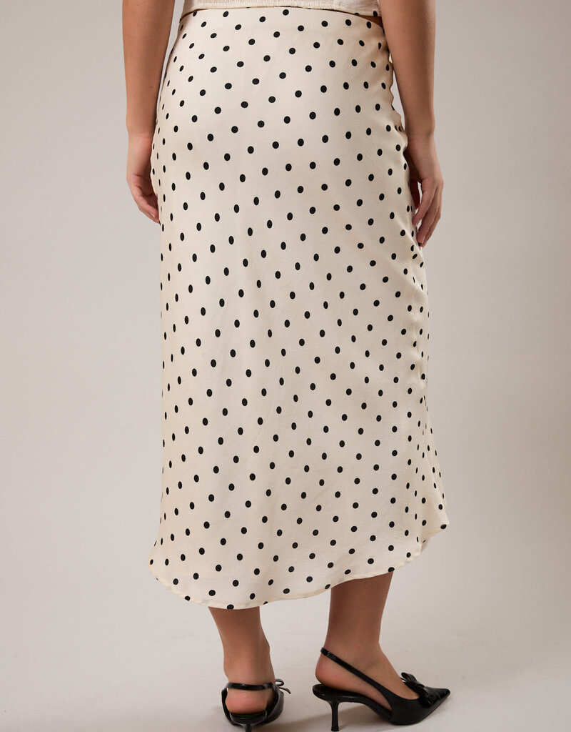 Polka Dot Mid Rise Maxi Skirt