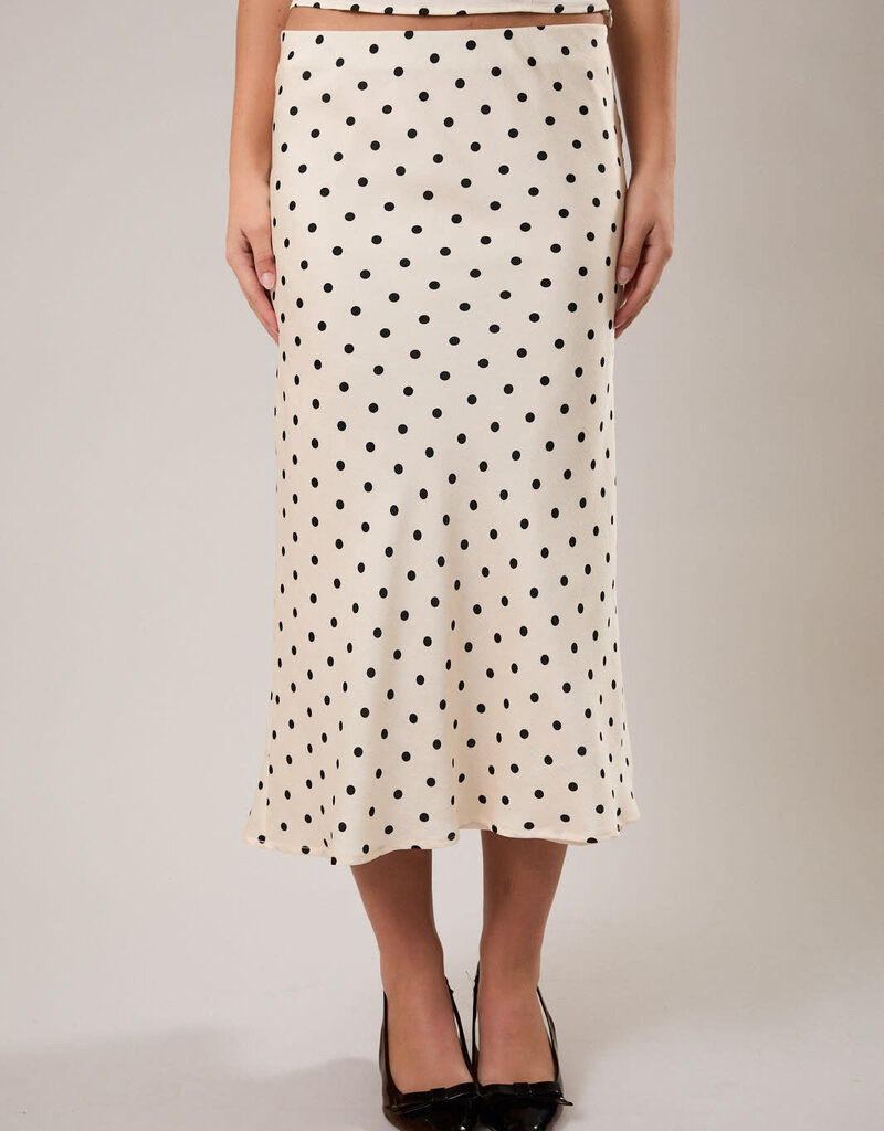 Polka Dot Mid Rise Maxi Skirt