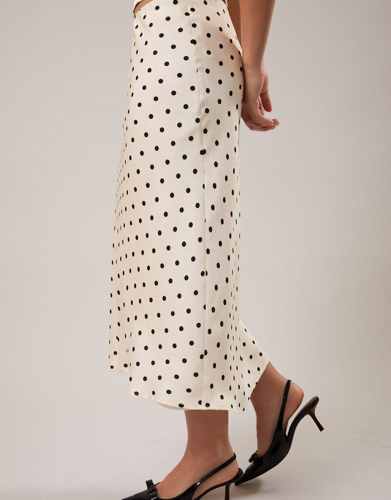 Polka Dot Mid Rise Maxi Skirt