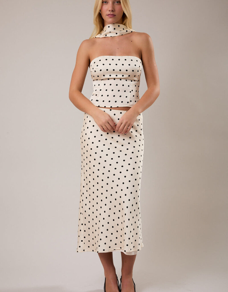 Polka Dot Scarf Neck Top