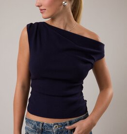 Asymmetrical Neck Sweater Top