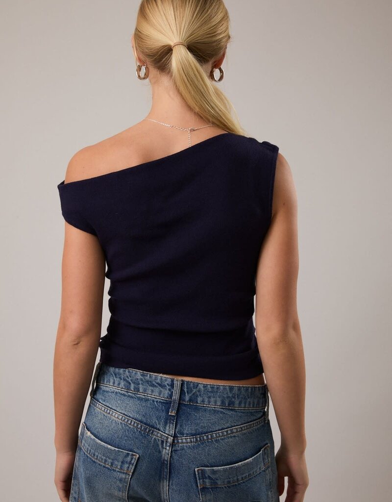 Asymmetrical Neck Sweater Top