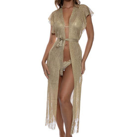 Luli Fama Fringe Long Maxi Caftan Cover Up