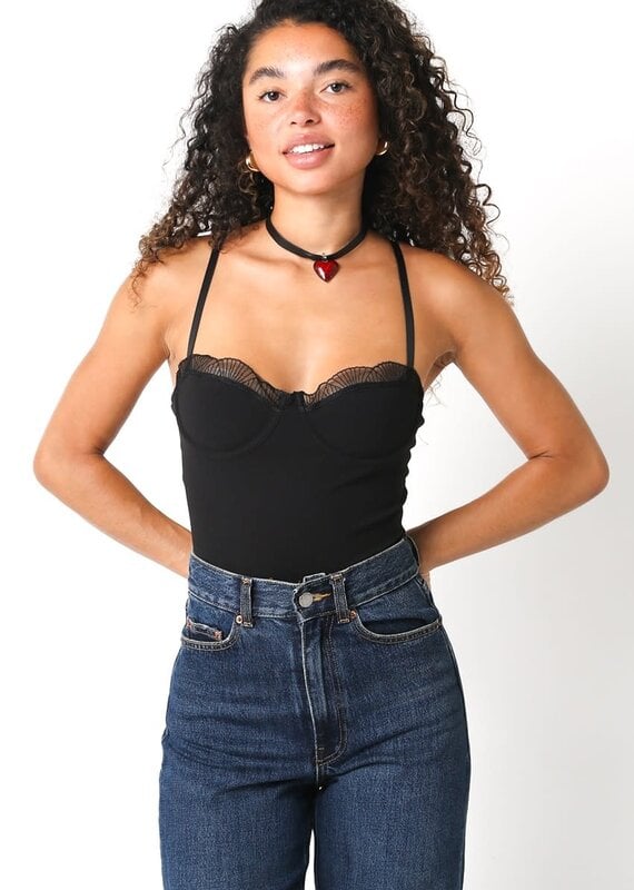 Underwire Lace Trim Bodysuit