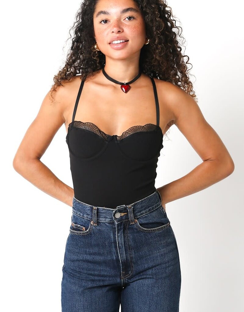 Underwire Lace Trim Bodysuit