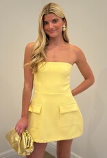 Front Pocket A Line Strapless Mini Dress