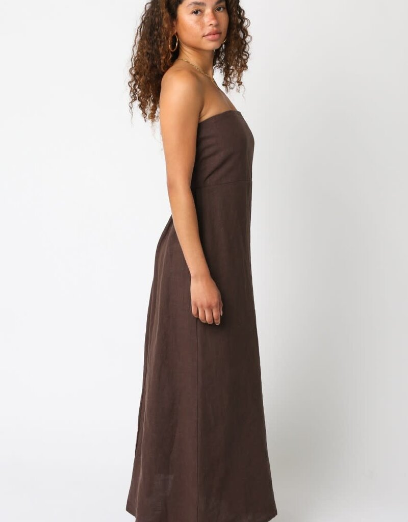 Marisa Linen Strapless Maxi Dress