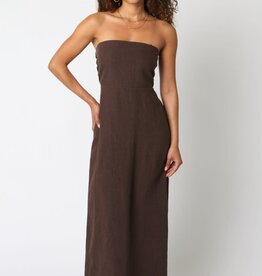 Marisa Linen Strapless Maxi Dress