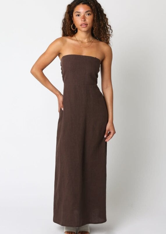 Marisa Linen Strapless Maxi Dress