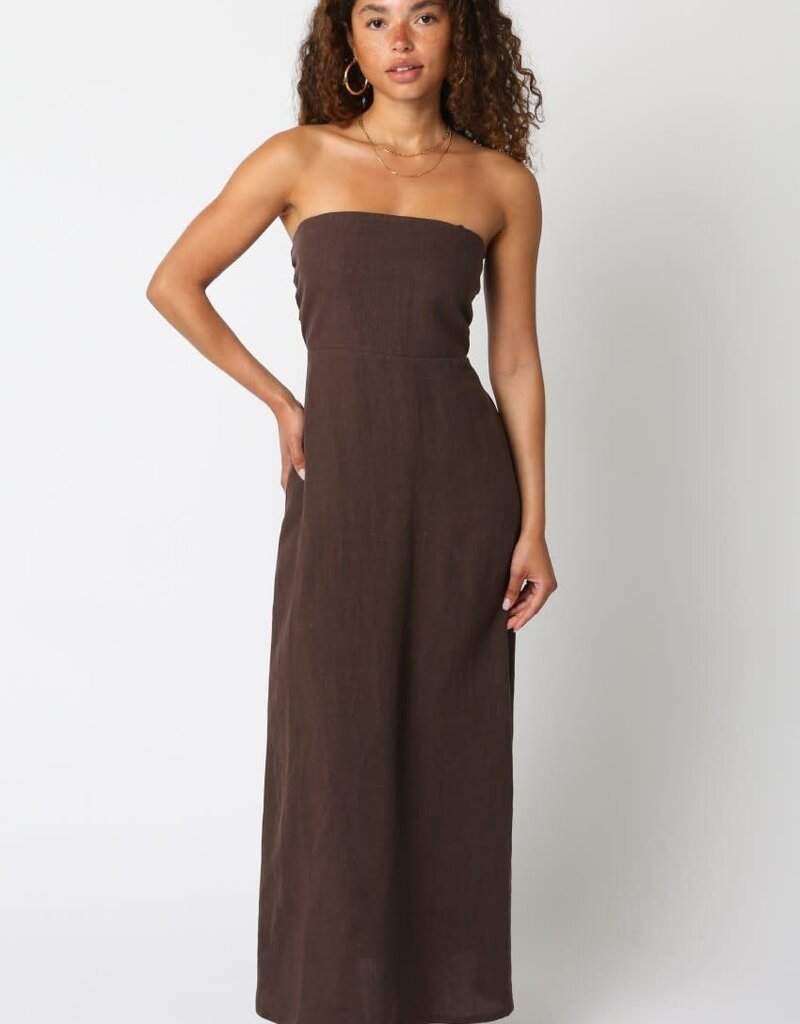 Marisa Linen Strapless Maxi Dress