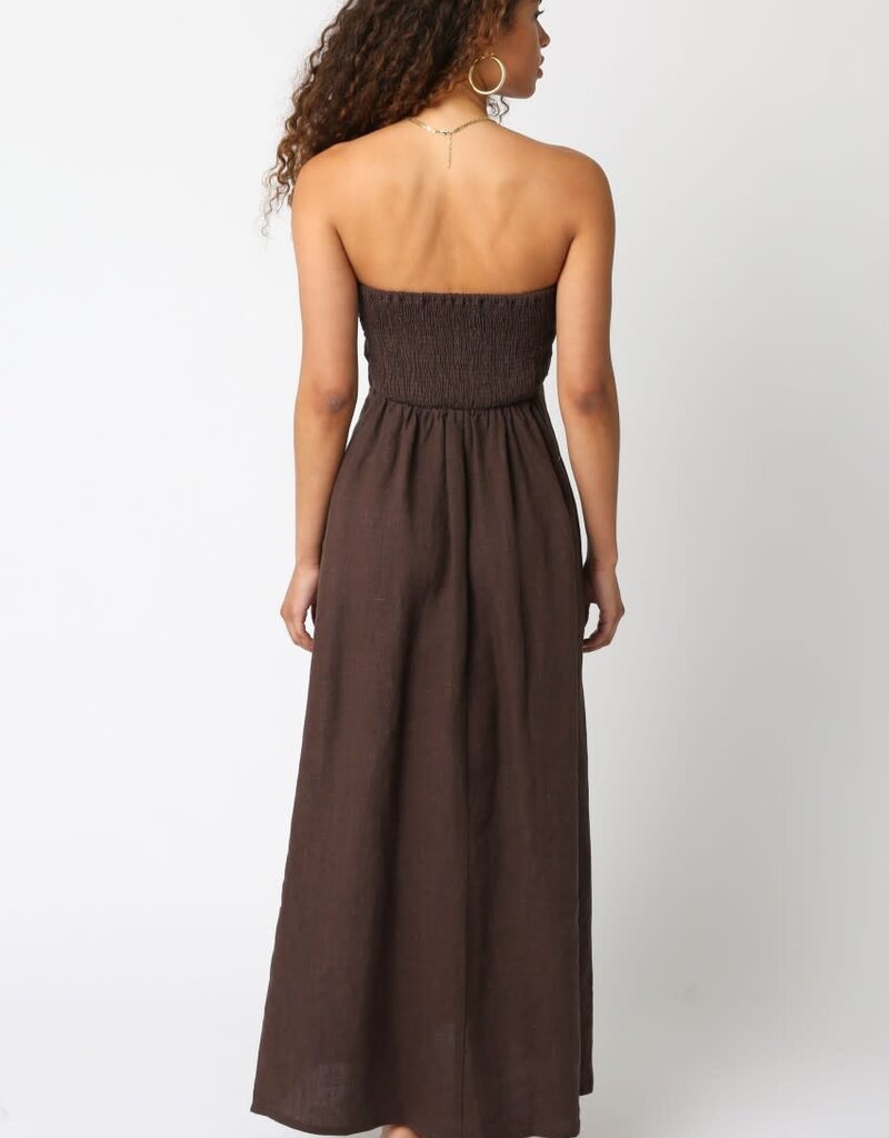 Marisa Linen Strapless Maxi Dress
