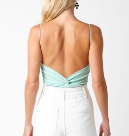 Ribbed Twist Open Back Bodysuit