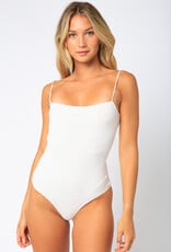 Ribbed Twist Open Back Bodysuit