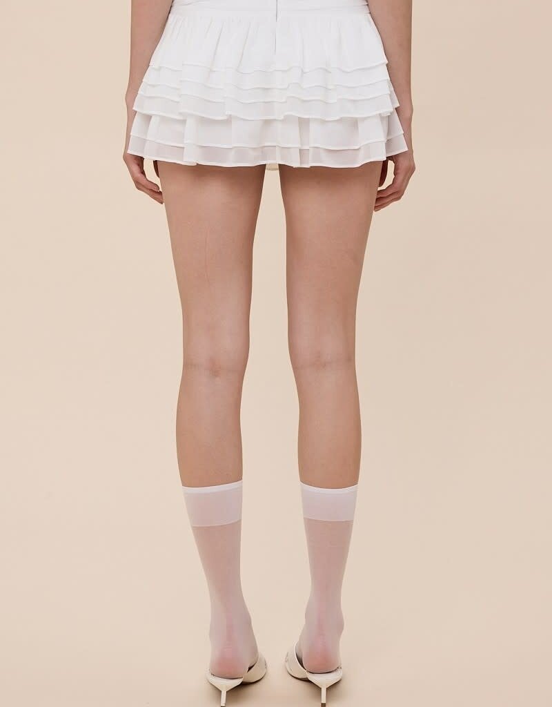 Layered Sheer Ruffle Mini Skort