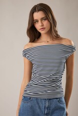 Striped Ruched Off The Shoulder Top