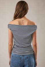 Striped Ruched Off The Shoulder Top